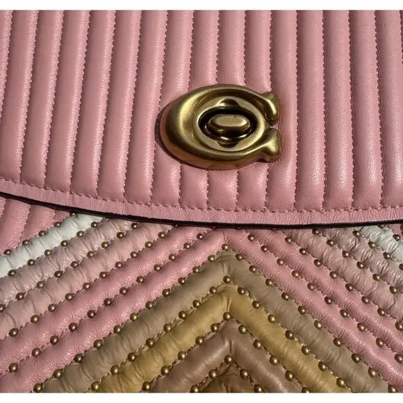 COACH Parker with colorblock quilting and rivets Peony NWT - Picture 5 of 13